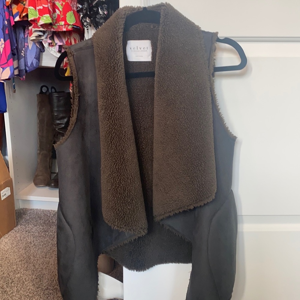 Never worn Velvet faux suede/fur vest